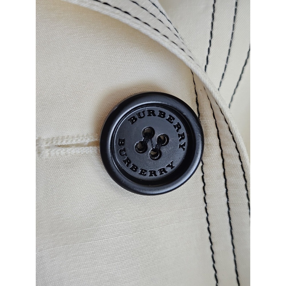 Burberry 100% Silk Cream Trench Coat Double Breasted Belted Long US 10 Brand New - Picture 5 of 16
